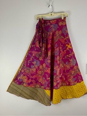 Reversible Upcycled Wrap Maxi Skirts BINW616